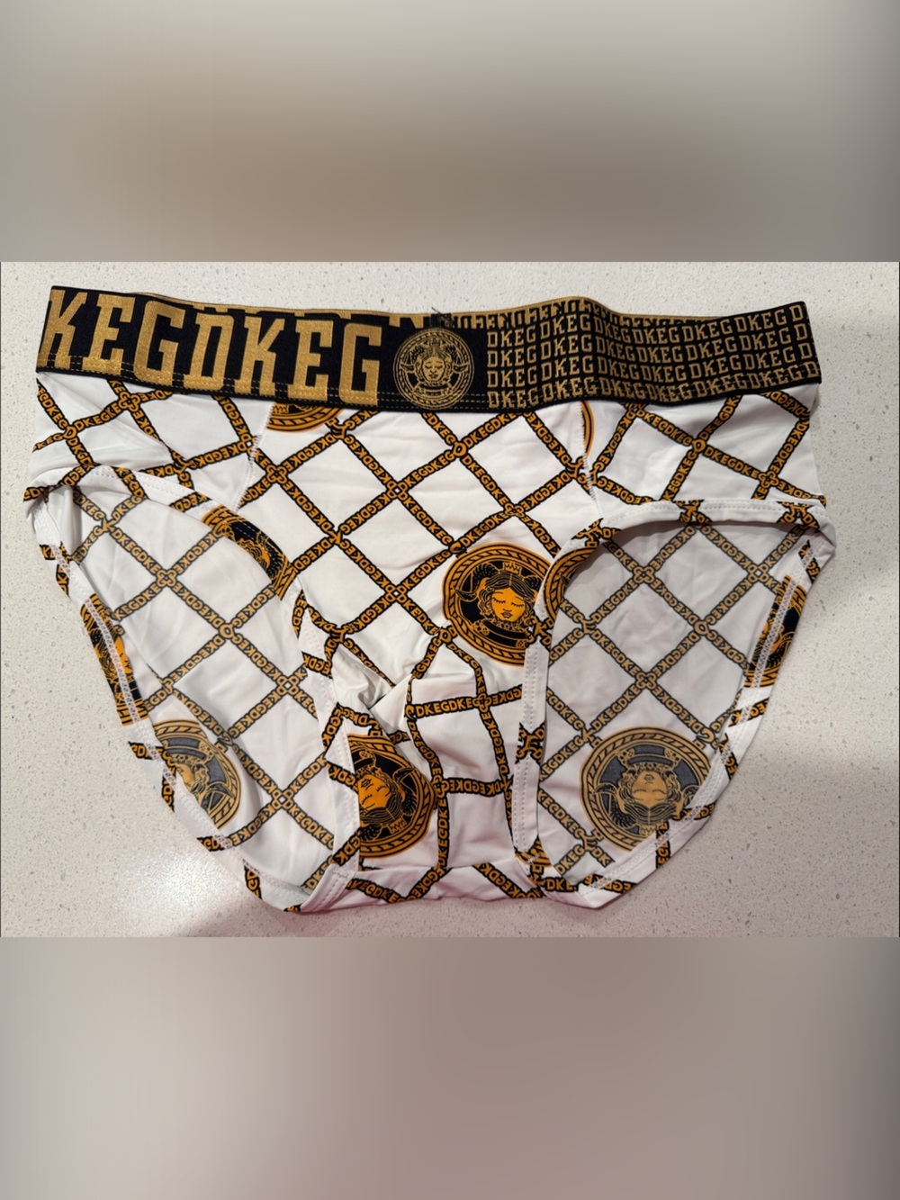 Graphic Waistband Boxer Briefs in White and Gold